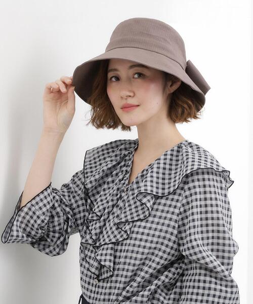 grove(グローブ)の「ワイドブリムリボンハット【UVカット・接触冷感・洗える】(ハット・レディース・アイボリー/ブラック/ブラウン系その他・00)」の11枚目の写真