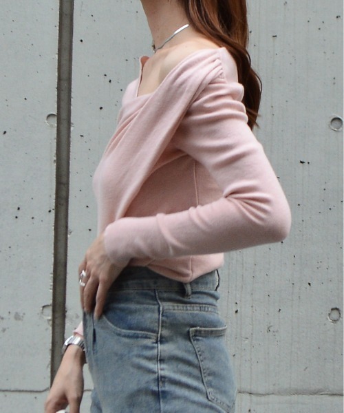 &soiree(アンドソワレ)の「カシュクールデザイントップス(Tシャツ/カットソー・レディース・ピンク/ブルー・FREE)」の4枚目の写真