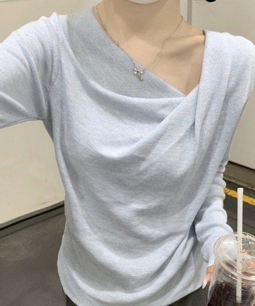 &soiree(アンドソワレ)の「カシュクールデザイントップス(Tシャツ/カットソー・レディース・ピンク/ブルー・FREE)」の8枚目の写真