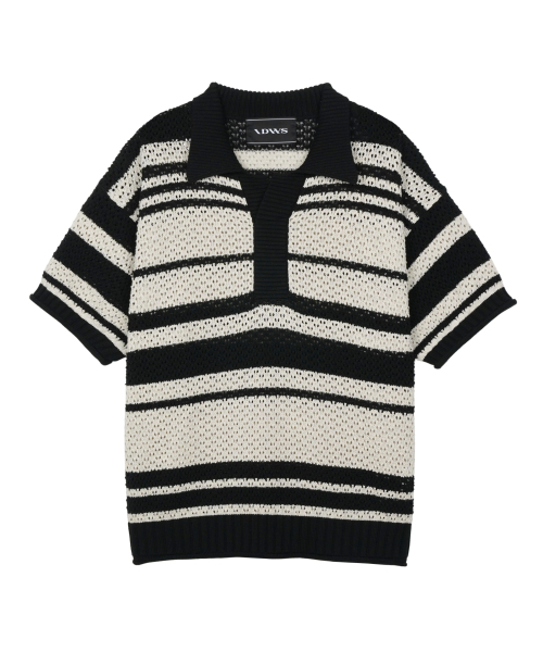 IDWS（アイドンワナセル）の「Sahara Collar Half-Knit Black/Ivory（ポロシャツ・レディース・その他・0/1/2）」の2枚目の写真