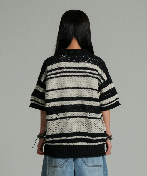 IDWS（アイドンワナセル）の「Sahara Collar Half-Knit Black/Ivory（ポロシャツ・レディース・その他・0/1/2）」の8枚目の写真