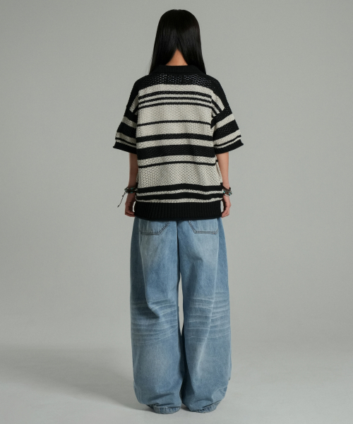 IDWS（アイドンワナセル）の「Sahara Collar Half-Knit Black/Ivory（ポロシャツ・レディース・その他・0/1/2）」の9枚目の写真