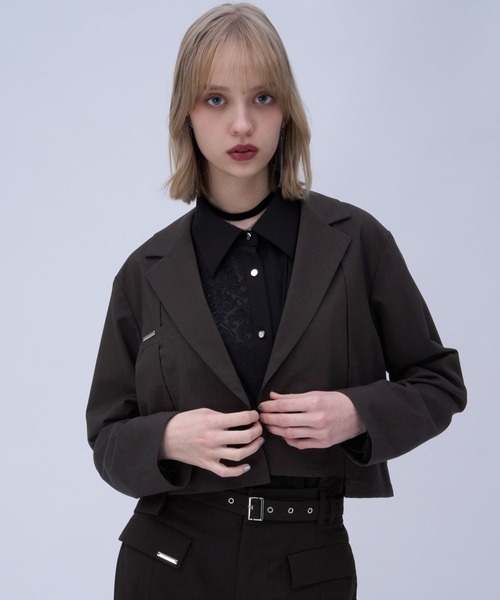 HARE（ハレ）の「CLEAR TEXTUREショートジャケット(HARE)（テーラードジャケット・レディース・ブラウン/ライトグレー/ブラック・FREE）」の3枚目の写真