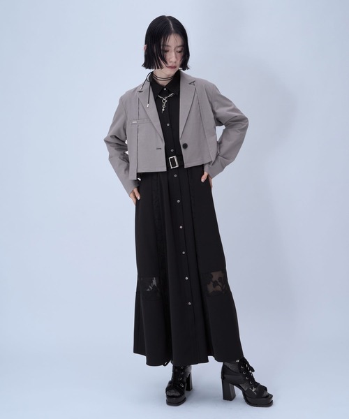 HARE（ハレ）の「CLEAR TEXTUREショートジャケット(HARE)（テーラードジャケット・レディース・ブラウン/ライトグレー/ブラック・FREE）」の6枚目の写真