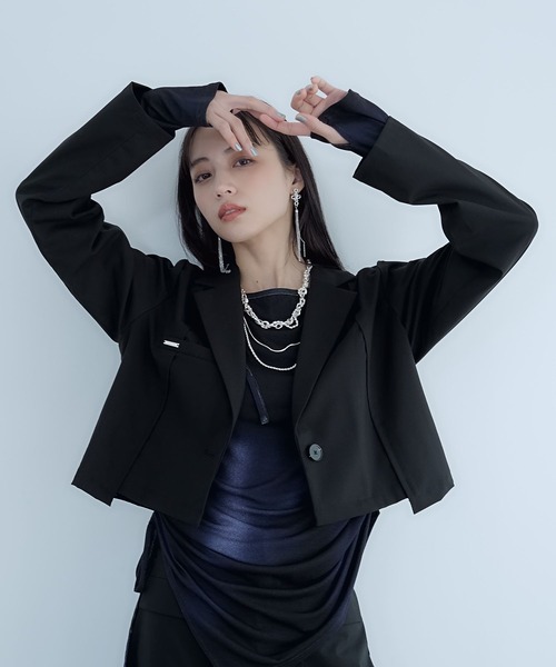 HARE（ハレ）の「CLEAR TEXTUREショートジャケット(HARE)（テーラードジャケット・レディース・ブラウン/ライトグレー/ブラック・FREE）」の8枚目の写真