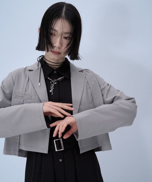 HARE（ハレ）の「CLEAR TEXTUREショートジャケット(HARE)（テーラードジャケット・レディース・ブラウン/ライトグレー/ブラック・FREE）」の17枚目の写真