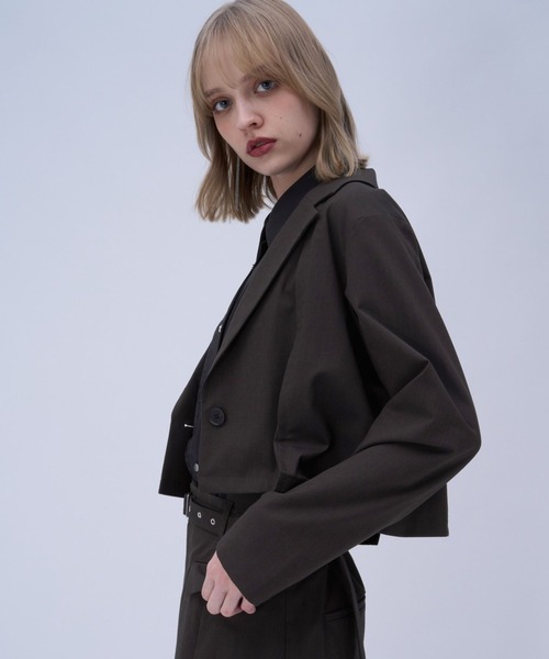 HARE（ハレ）の「CLEAR TEXTUREショートジャケット(HARE)（テーラードジャケット・レディース・ブラウン/ライトグレー/ブラック・FREE）」の18枚目の写真