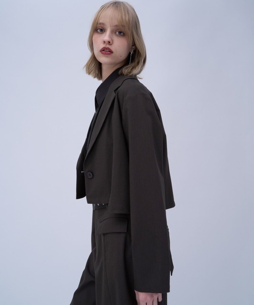 HARE（ハレ）の「CLEAR TEXTUREショートジャケット(HARE)（テーラードジャケット・レディース・ブラウン/ライトグレー/ブラック・FREE）」の19枚目の写真