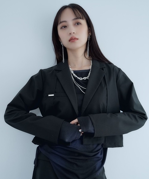 HARE（ハレ）の「CLEAR TEXTUREショートジャケット(HARE)（テーラードジャケット・レディース・ブラウン/ライトグレー/ブラック・FREE）」の11枚目の写真