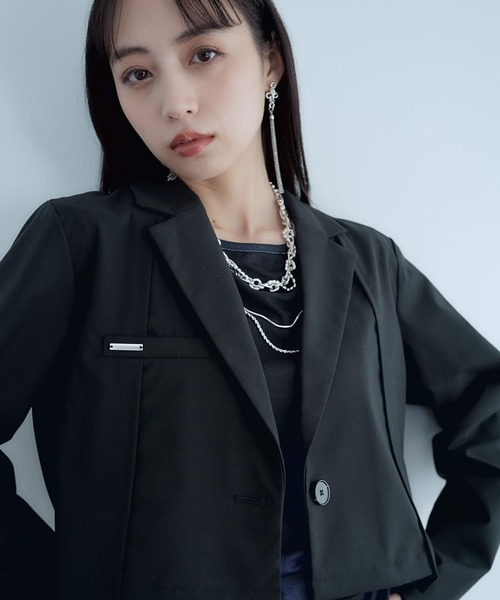 HARE（ハレ）の「CLEAR TEXTUREショートジャケット(HARE)（テーラードジャケット・レディース・ブラウン/ライトグレー/ブラック・FREE）」の13枚目の写真