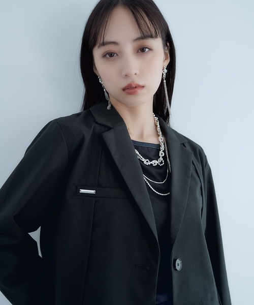 HARE（ハレ）の「CLEAR TEXTUREショートジャケット(HARE)（テーラードジャケット・レディース・ブラウン/ライトグレー/ブラック・FREE）」の14枚目の写真