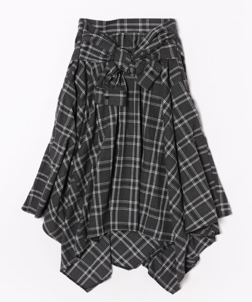 CECIL McBEE（セシルマクビー）の「シャツ巻き風チェック柄スカート（スカート・レディース・ブラック/グレー/ブルー・MEDIUM/LARGE）」の2枚目の写真