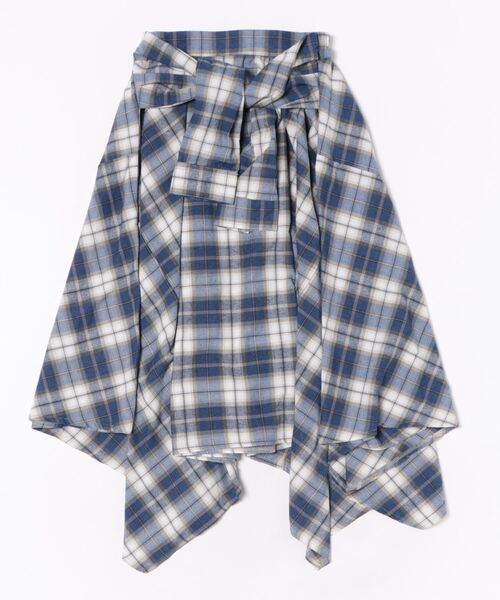 CECIL McBEE（セシルマクビー）の「シャツ巻き風チェック柄スカート（スカート・レディース・ブラック/グレー/ブルー・MEDIUM/LARGE）」の3枚目の写真