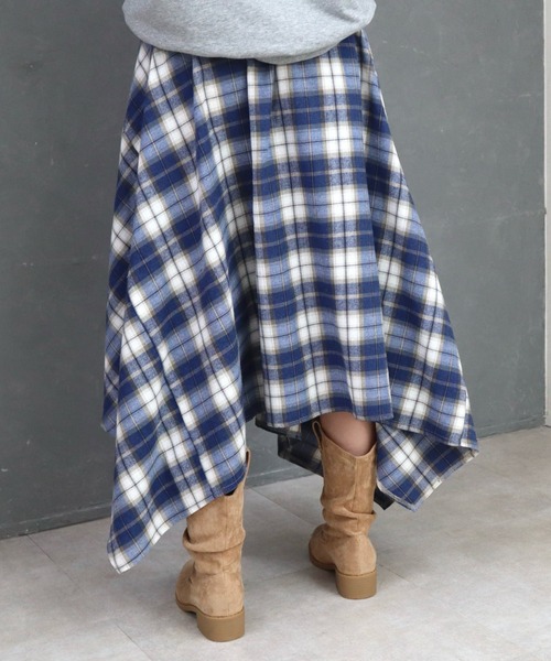 CECIL McBEE(セシルマクビー)の「シャツ巻き風チェック柄スカート(スカート・レディース・ブラック/グレー/ブルー・MEDIUM/LARGE)」の16枚目の写真