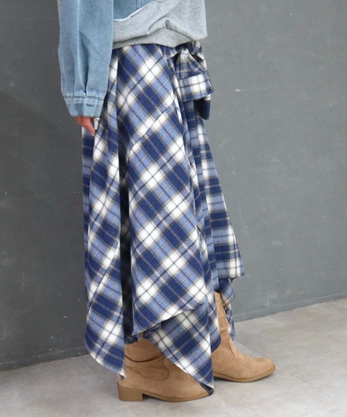 CECIL McBEE(セシルマクビー)の「シャツ巻き風チェック柄スカート(スカート・レディース・ブラック/グレー/ブルー・MEDIUM/LARGE)」の17枚目の写真
