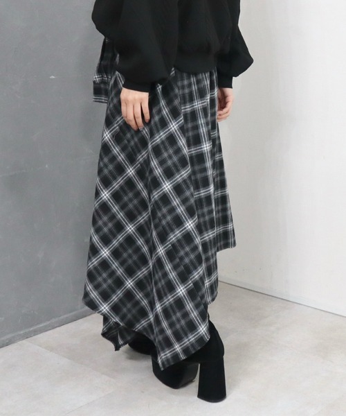 CECIL McBEE(セシルマクビー)の「シャツ巻き風チェック柄スカート(スカート・レディース・ブラック/グレー/ブルー・MEDIUM/LARGE)」の10枚目の写真
