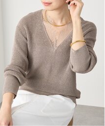 RIVE DROITE | 予約【トレンド感抜群】ペーパーヤーンレース衿ニット(ニット/セーター)