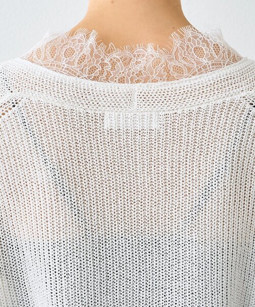 RIVE DROITE（リヴドロワ）の「予約【トレンド感抜群】ペーパーヤーンレース衿ニット（ニット/セーター・レディース・モカ/ネイビー/オフホワイト・FREE）」の7枚目の写真