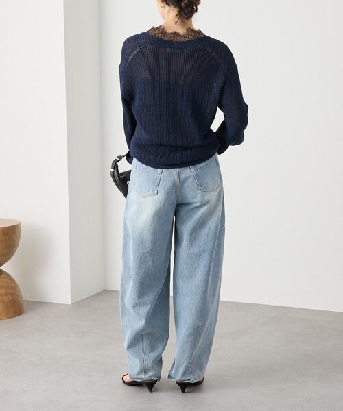 RIVE DROITE（リヴドロワ）の「予約【トレンド感抜群】ペーパーヤーンレース衿ニット（ニット/セーター・レディース・モカ/ネイビー/オフホワイト・FREE）」の19枚目の写真