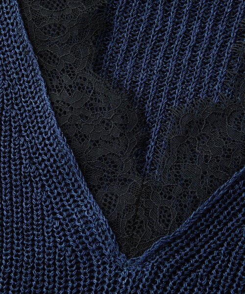 RIVE DROITE（リヴドロワ）の「予約【トレンド感抜群】ペーパーヤーンレース衿ニット（ニット/セーター・レディース・モカ/ネイビー/オフホワイト・FREE）」の13枚目の写真