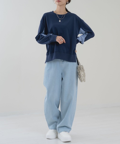 ANNA LUNA（アンナルナ）の「【ANNA LUNA】ラフ を格上する ストライプ 切替 プルオーバー（Tシャツ/カットソー・レディース・ネイビー/グレー・MEDIUM）」の13枚目の写真