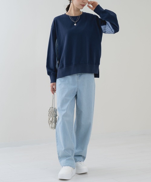 ANNA LUNA（アンナルナ）の「【ANNA LUNA】ラフ を格上する ストライプ 切替 プルオーバー（Tシャツ/カットソー・レディース・ネイビー/グレー・MEDIUM）」の14枚目の写真