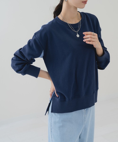 ANNA LUNA（アンナルナ）の「【ANNA LUNA】ラフ を格上する ストライプ 切替 プルオーバー（Tシャツ/カットソー・レディース・ネイビー/グレー・MEDIUM）」の16枚目の写真