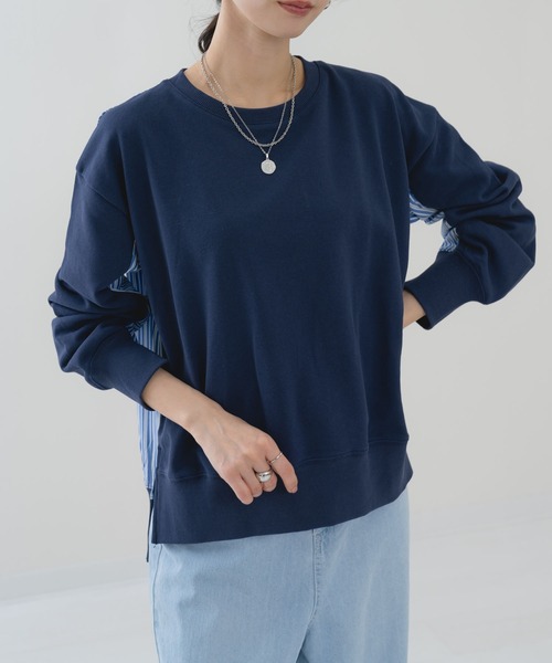 ANNA LUNA（アンナルナ）の「【ANNA LUNA】ラフ を格上する ストライプ 切替 プルオーバー（Tシャツ/カットソー・レディース・ネイビー/グレー・MEDIUM）」の12枚目の写真