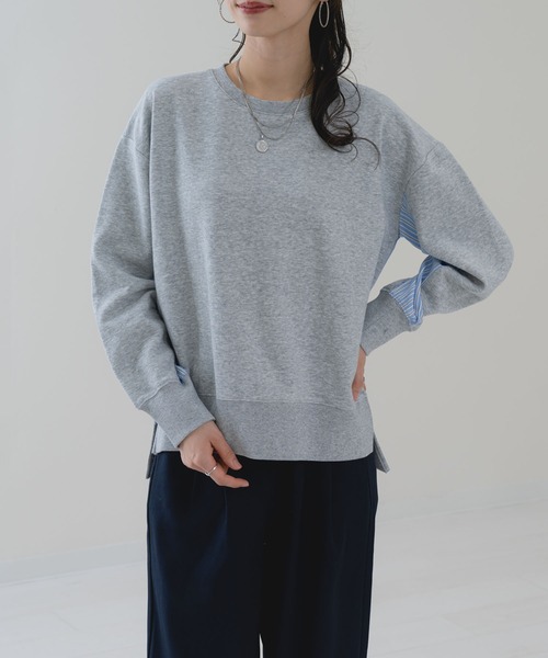 ANNA LUNA（アンナルナ）の「【ANNA LUNA】ラフ を格上する ストライプ 切替 プルオーバー（Tシャツ/カットソー・レディース・ネイビー/グレー・MEDIUM）」の4枚目の写真