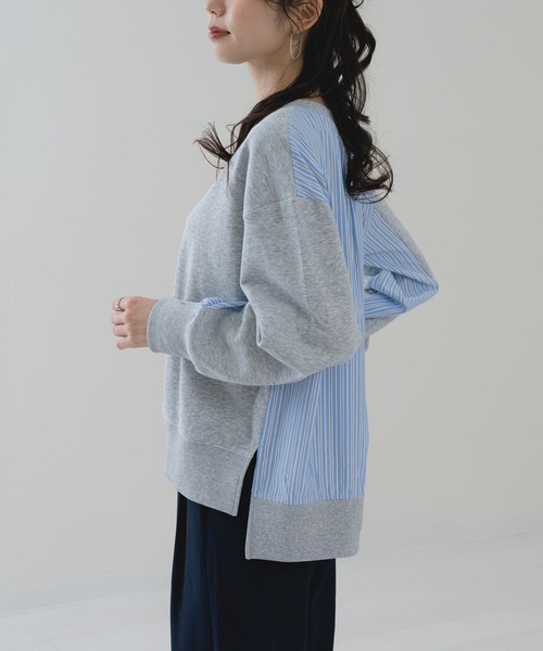 ANNA LUNA（アンナルナ）の「【ANNA LUNA】ラフ を格上する ストライプ 切替 プルオーバー（Tシャツ/カットソー・レディース・ネイビー/グレー・MEDIUM）」の9枚目の写真