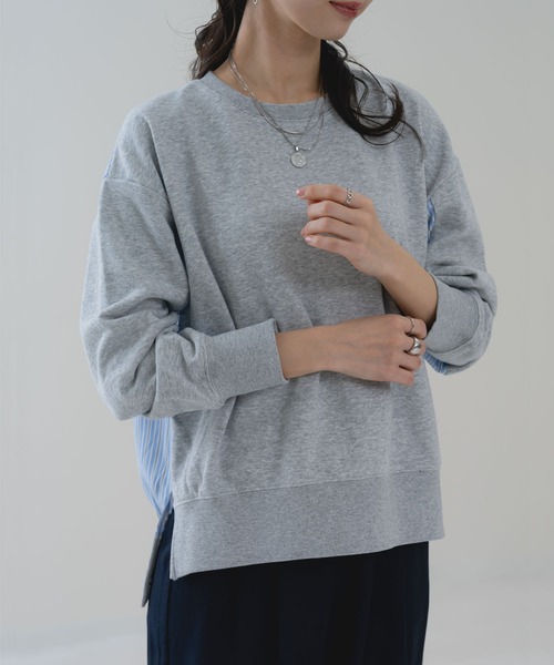 ANNA LUNA（アンナルナ）の「【ANNA LUNA】ラフ を格上する ストライプ 切替 プルオーバー（Tシャツ/カットソー・レディース・ネイビー/グレー・MEDIUM）」の8枚目の写真