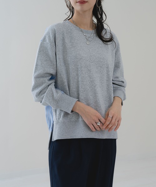 ANNA LUNA（アンナルナ）の「【ANNA LUNA】ラフ を格上する ストライプ 切替 プルオーバー（Tシャツ/カットソー・レディース・ネイビー/グレー・MEDIUM）」の22枚目の写真