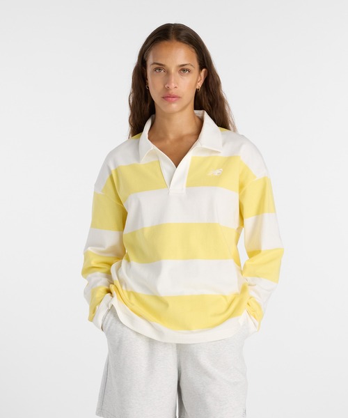 NEW BALANCE（ニューバランス）の「Rugby ロングスリーブトップ（ポロシャツ・レディース・ダークパープル/ライトイエロー・SMALL/MEDIUM/LARGE/X-LARGE）」の2枚目の写真