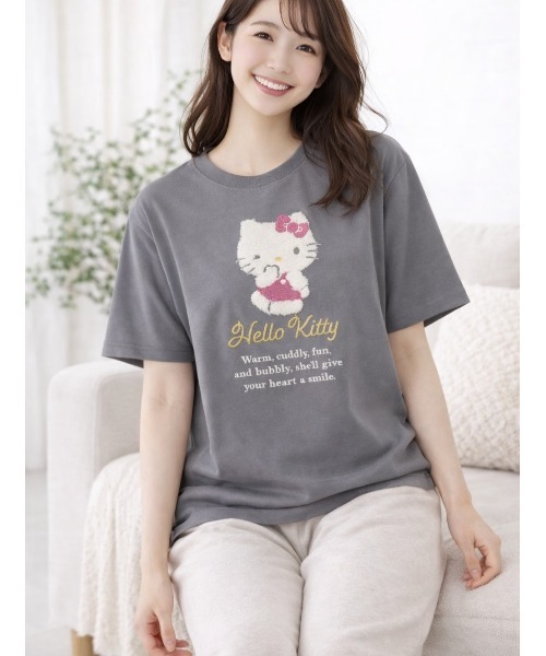 LAUTRE COTE(ロウトレコウト)の「sanrioサガラ刺繍tee(Tシャツ/カットソー・レディース・ネイビー/グレー/ピンク/カーキ・MEDIUM/LARGE/X-LARGE)」の2枚目の写真