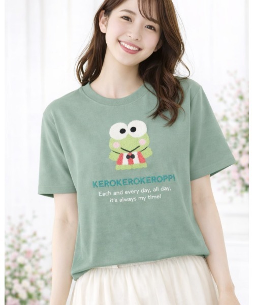 LAUTRE COTE(ロウトレコウト)の「sanrioサガラ刺繍tee(Tシャツ/カットソー・レディース・ネイビー/グレー/ピンク/カーキ・MEDIUM/LARGE/X-LARGE)」の1枚目の写真