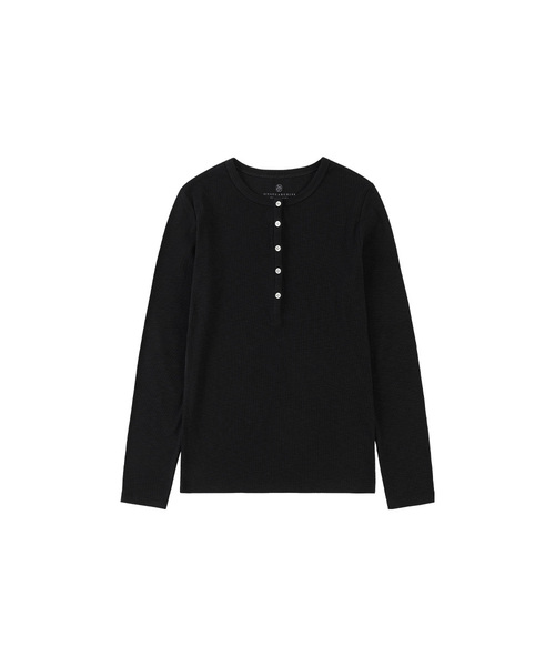 SIYAZU(シヤジュ)の「SITP5241 スラブヘンリーネックTシャツ_ブラック(Tシャツ/カットソー・レディース・ブラック・ONE)」の1枚目の写真