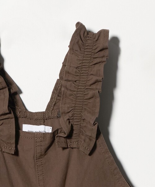 green label relaxing（グリーンレーベルリラクシング）の「ツイル フリル サロペット / キッズ  100cm-130cm（サロペット/オーバーオール・キッズ・オフホワイト/ブラウン系・130cm/100cm/110cm/120cm）」の5枚目の写真