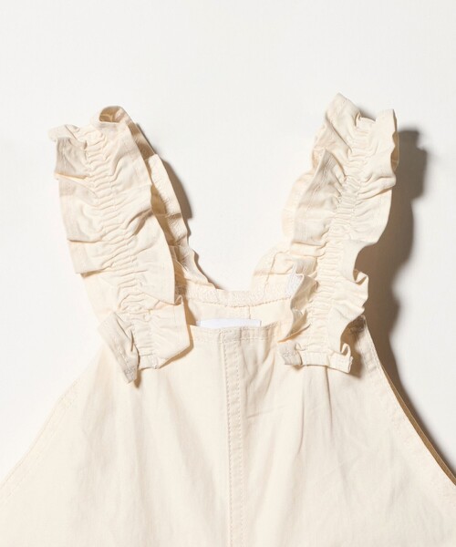 green label relaxing（グリーンレーベルリラクシング）の「ツイル フリル サロペット / キッズ  100cm-130cm（サロペット/オーバーオール・キッズ・オフホワイト/ブラウン系・130cm/100cm/110cm/120cm）」の10枚目の写真