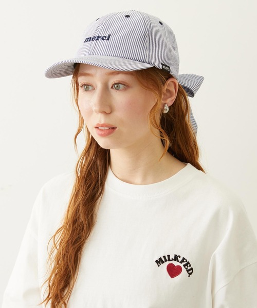 MILKFED.(ミルクフェド)の「BACK RIBBON CAP(キャップ・レディース・ライトピンク/ライトパープル/ネイビー・ONE SIZE)」の4枚目の写真