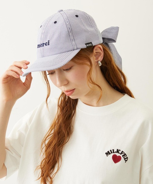 MILKFED.(ミルクフェド)の「BACK RIBBON CAP(キャップ・レディース・ライトピンク/ライトパープル/ネイビー・ONE SIZE)」の5枚目の写真
