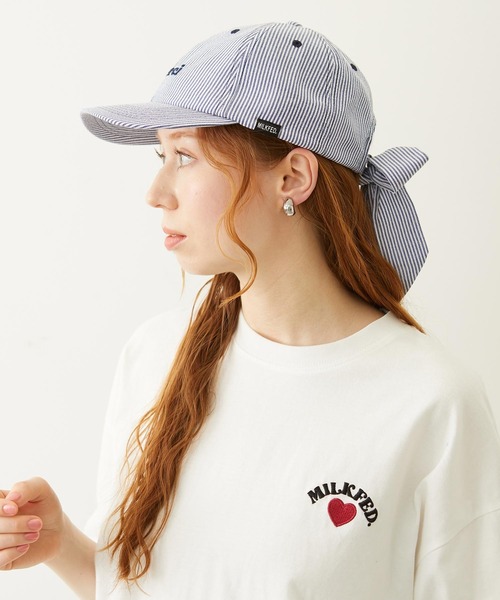 MILKFED.(ミルクフェド)の「BACK RIBBON CAP(キャップ・レディース・ライトピンク/ライトパープル/ネイビー・ONE SIZE)」の6枚目の写真
