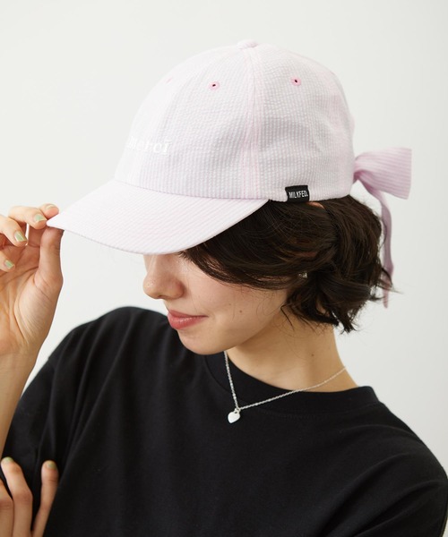 MILKFED.(ミルクフェド)の「BACK RIBBON CAP(キャップ・レディース・ライトピンク/ライトパープル/ネイビー・ONE SIZE)」の22枚目の写真