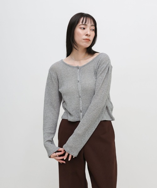 select MOCA(セレクトモカ)の「メランジカットソーショートカーディガン(カーディガン/ボレロ・レディース・ブラック/グレー/ブルー/オフホワイト・FREE)」の1枚目の写真