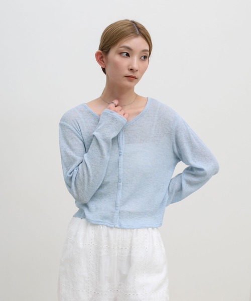 select MOCA(セレクトモカ)の「メランジカットソーショートカーディガン(カーディガン/ボレロ・レディース・ブラック/グレー/ブルー/オフホワイト・FREE)」の4枚目の写真