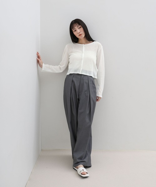select MOCA(セレクトモカ)の「メランジカットソーショートカーディガン(カーディガン/ボレロ・レディース・ブラック/グレー/ブルー/オフホワイト・FREE)」の12枚目の写真