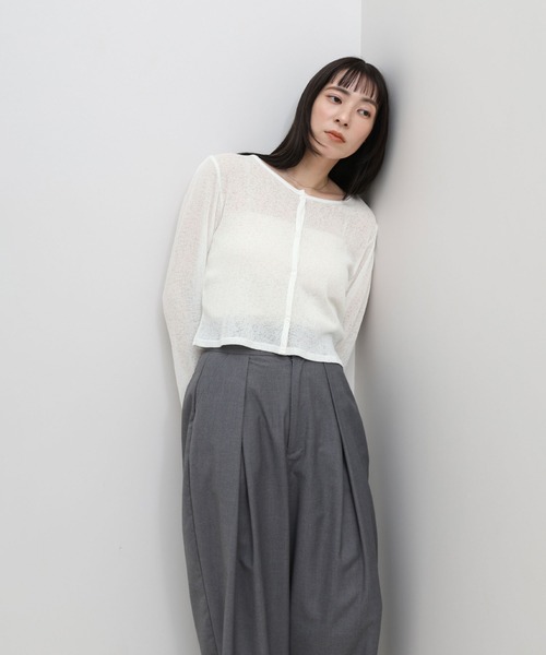 select MOCA(セレクトモカ)の「メランジカットソーショートカーディガン(カーディガン/ボレロ・レディース・ブラック/グレー/ブルー/オフホワイト・FREE)」の22枚目の写真