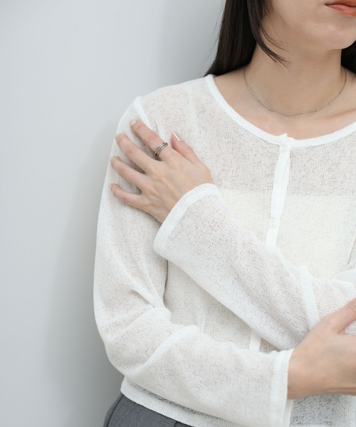select MOCA(セレクトモカ)の「メランジカットソーショートカーディガン(カーディガン/ボレロ・レディース・ブラック/グレー/ブルー/オフホワイト・FREE)」の21枚目の写真