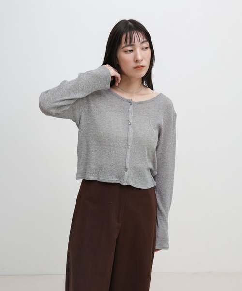 select MOCA(セレクトモカ)の「メランジカットソーショートカーディガン(カーディガン/ボレロ・レディース・ブラック/グレー/ブルー/オフホワイト・FREE)」の6枚目の写真