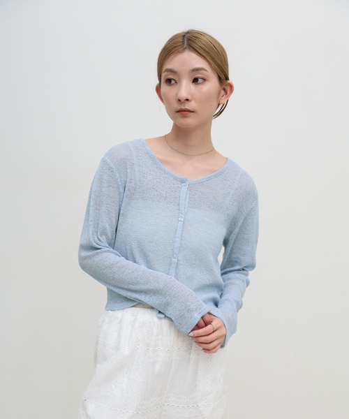 select MOCA(セレクトモカ)の「メランジカットソーショートカーディガン(カーディガン/ボレロ・レディース・ブラック/グレー/ブルー/オフホワイト・FREE)」の9枚目の写真