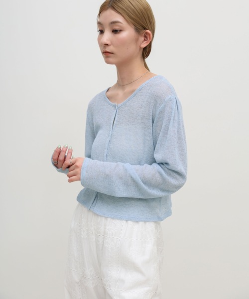 select MOCA(セレクトモカ)の「メランジカットソーショートカーディガン(カーディガン/ボレロ・レディース・ブラック/グレー/ブルー/オフホワイト・FREE)」の8枚目の写真